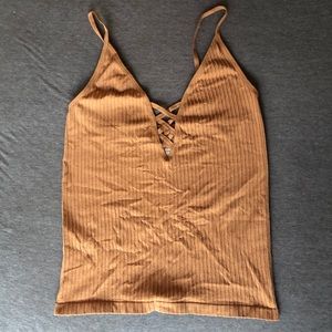 Express Ribbed Cami Tank Top Brown/Rust (Sz Small)
